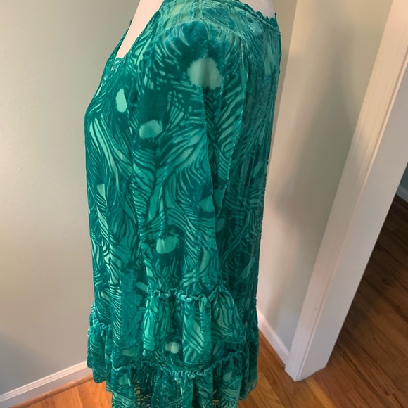 Free People green velour textured dress, size S - Picture 3 of 9